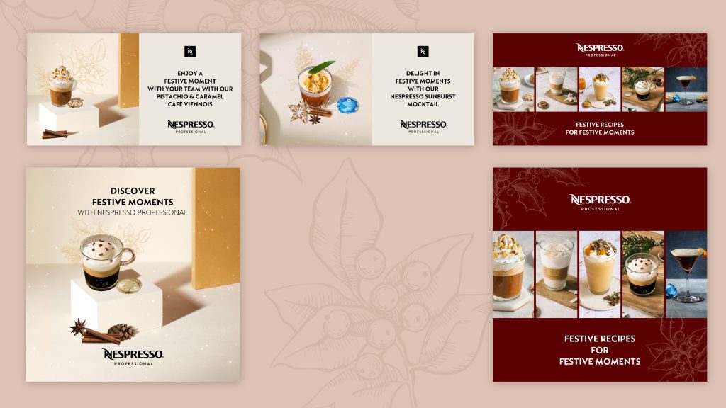 LinkedIn seasonal social media banner designs for Nespresso Professional