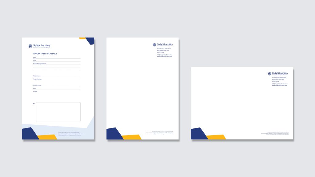 Letterheads and form design for Skylight Psychiatry