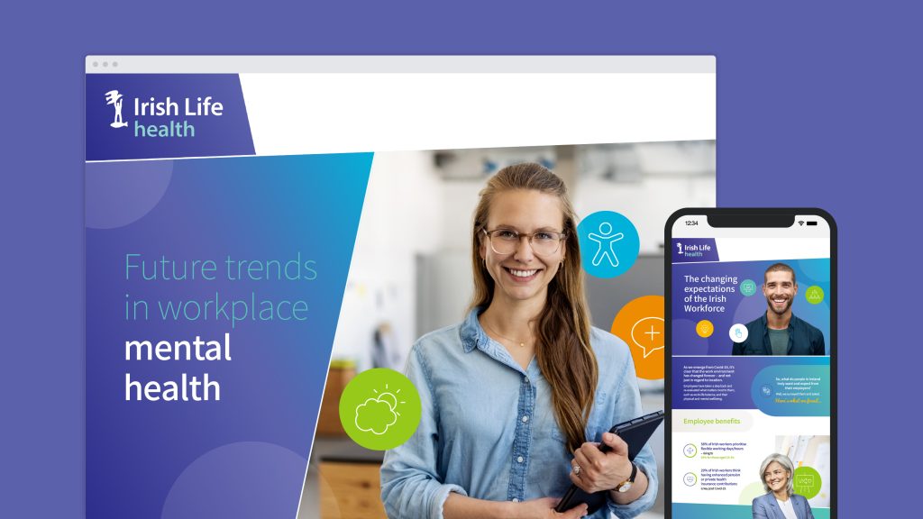 Desktop eBook and infographic design for Irish Life Health 