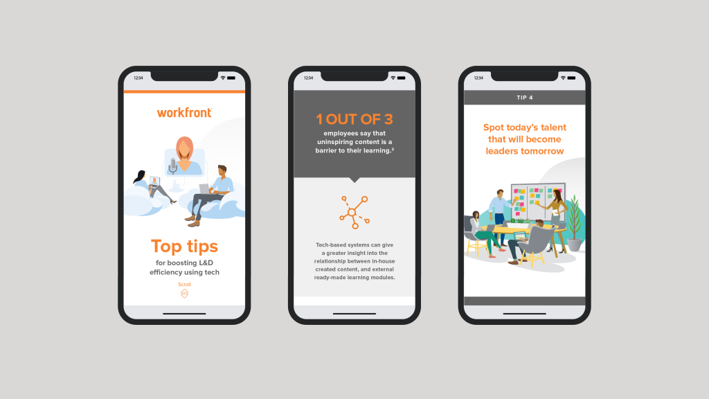 Mobile tipsheet design for Workfront