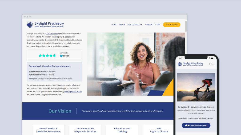 Website design and development for Skylight Psychiatry